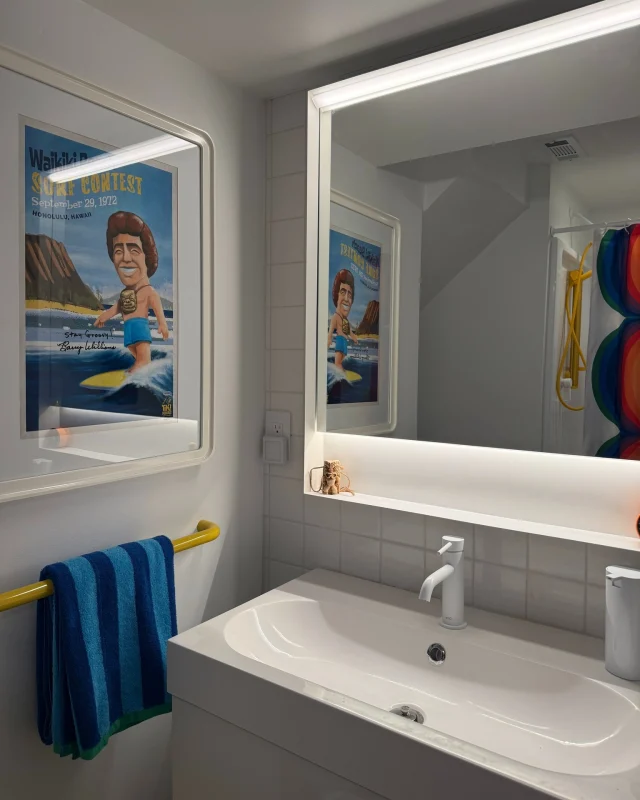 Had some fun this winter designing and building out the bunkroom at the #roushlakehouseproject including this new tiki themed bathroom with a nod to thebarrywilliams #gregbrady with some help from @tikimaniacs @sprooshome #hewi hardware #kibi faucet and @ikeausa 
#cincinnatimodern #weekendatbernies
#rayrousharchitect
#rayroush
#straussandroush
#carlstrauss
#hillsidefirm
#internationalstyle
#internationalmodern
#realtorslife
#lakelife
#lakelorelei
#ohiolakes
#tiki
#tikilife 
#roygbiv🌈 
#bradybunch 
#barrywilliams 
#dailypopofgreen